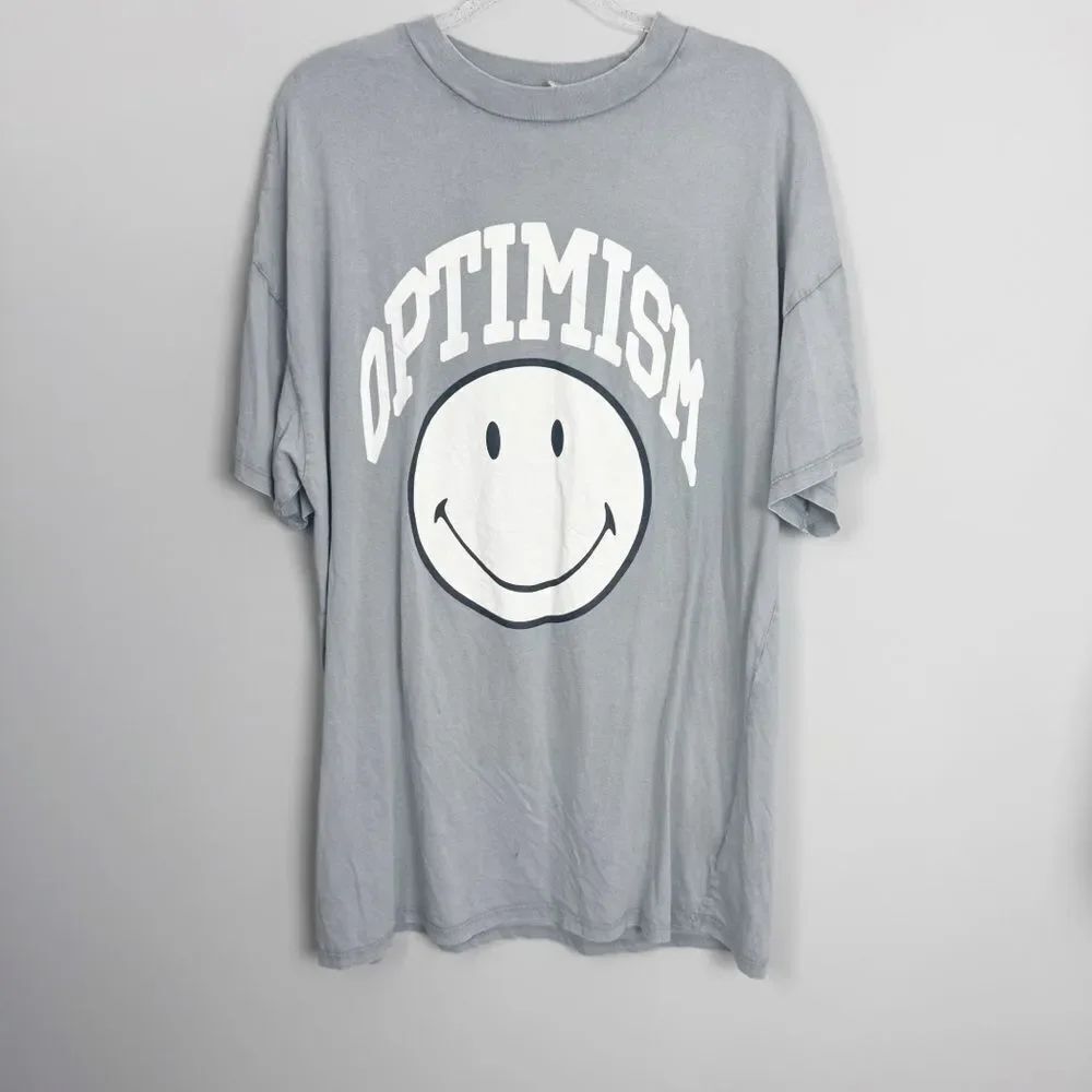 DIVIDED x SMILEY | Gray Optimism Smiley Face T-Shirt Dress Women’s Size Medium